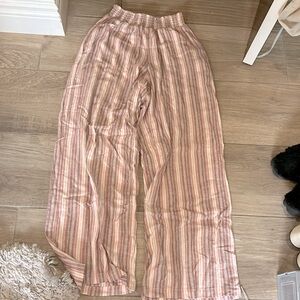 pink and white flowy pants